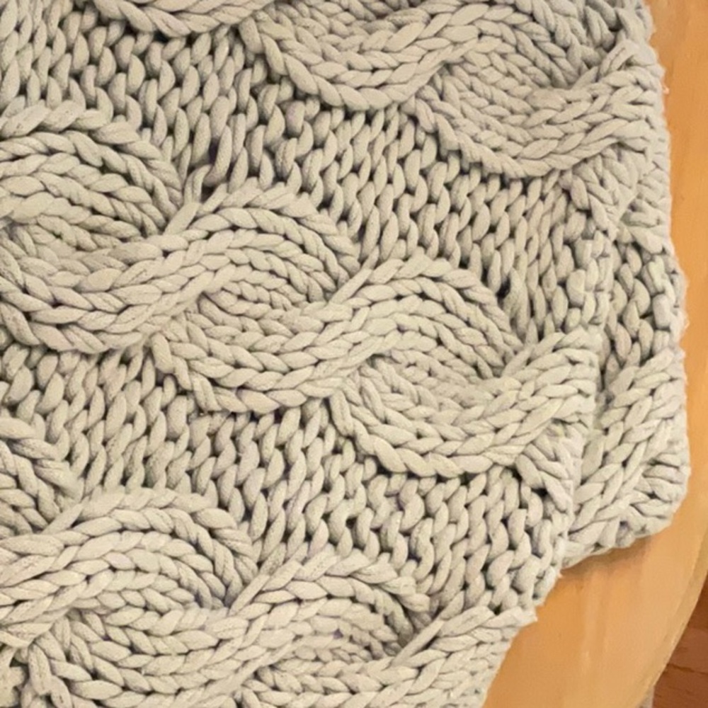 2- PB Colossal Handknit Pillow Cover, 24x24” Chambray